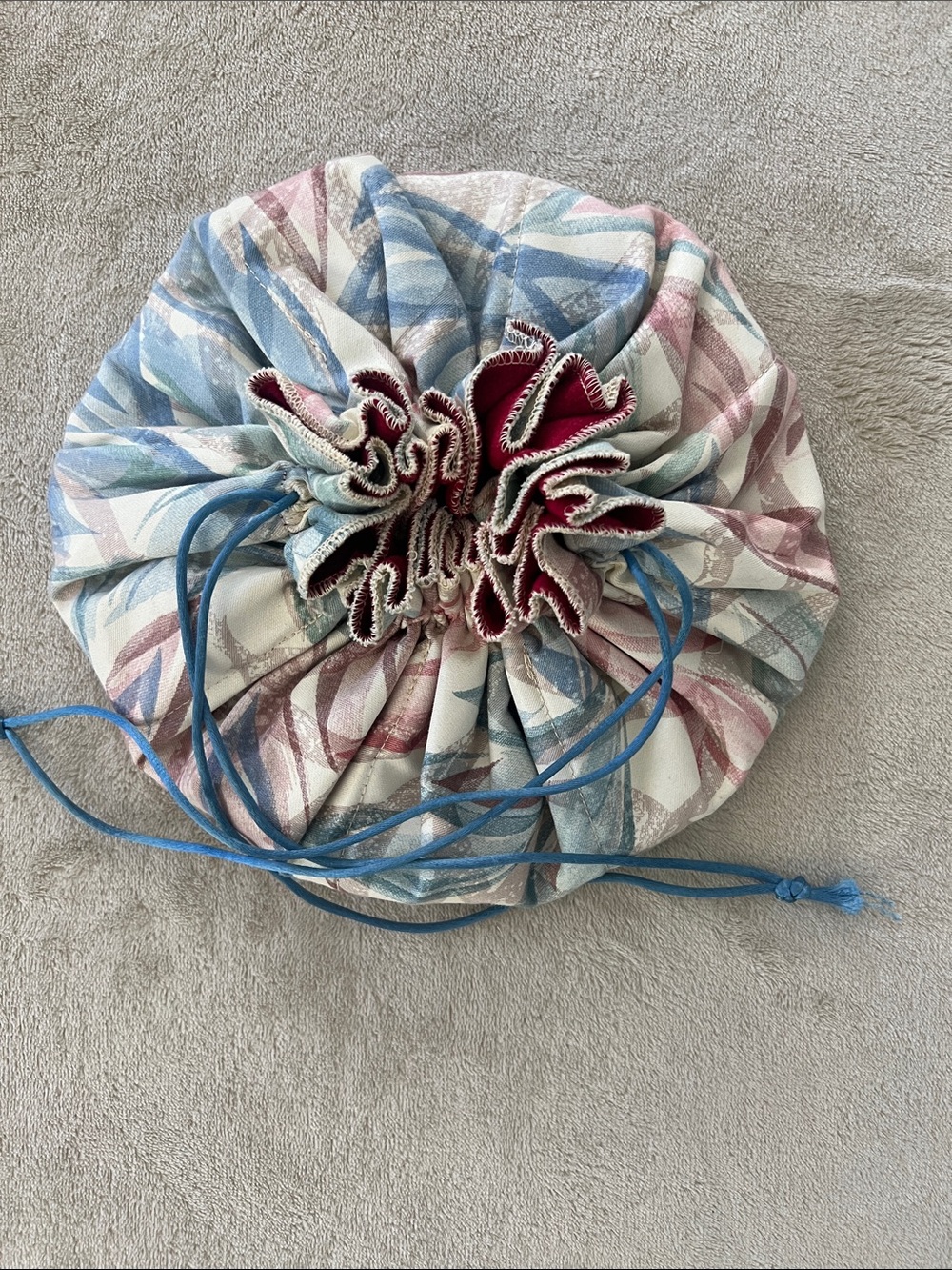 Multi-Color Drawstring Jewelry & Hair Accessory Pouch - Blue & Pink